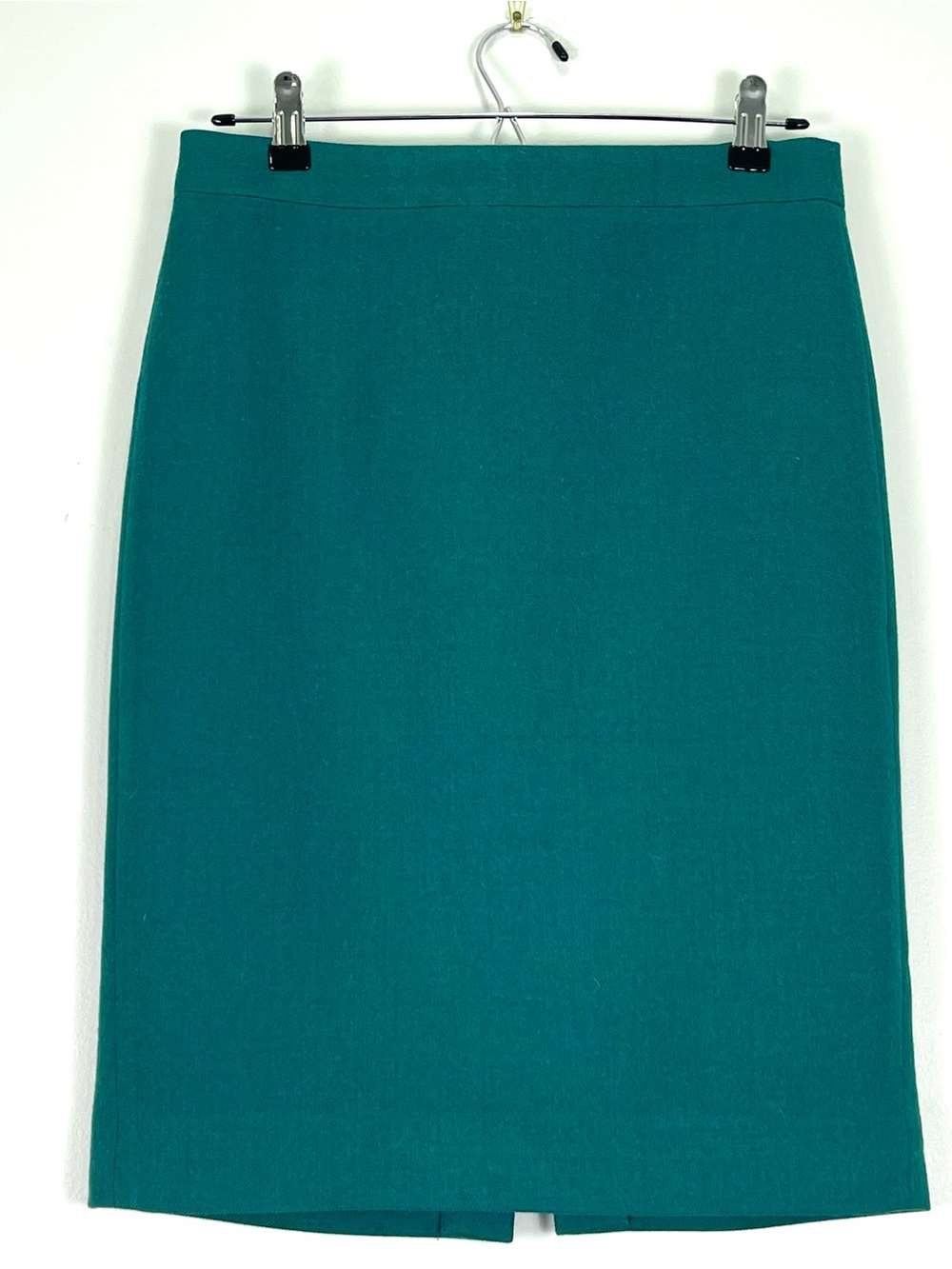 J. CREW 100% Wool No. 2 Pencil Straight Skirt Green Teal Lined Size 2